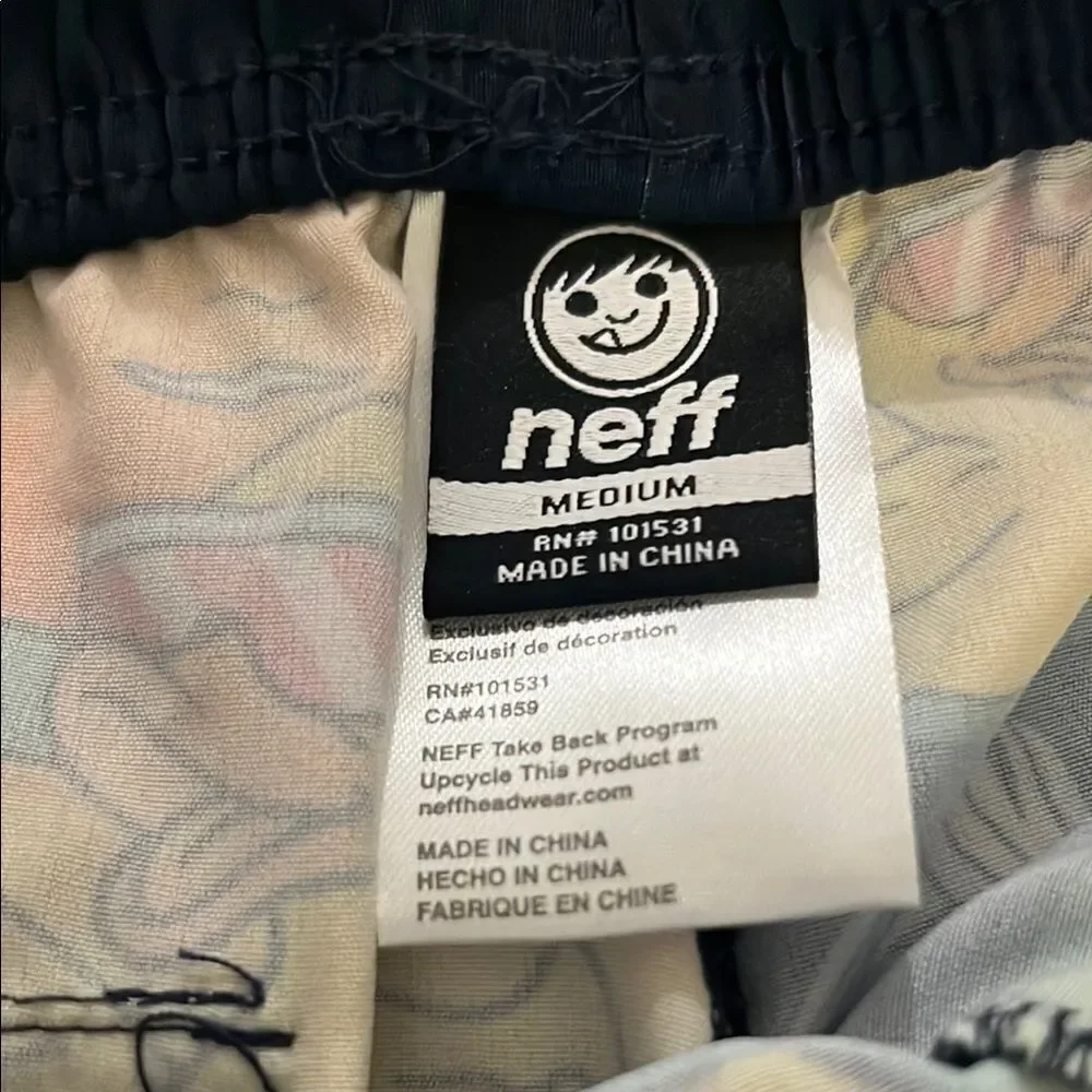 NWT NEFF Navy Duck Print Board Shorts Size M